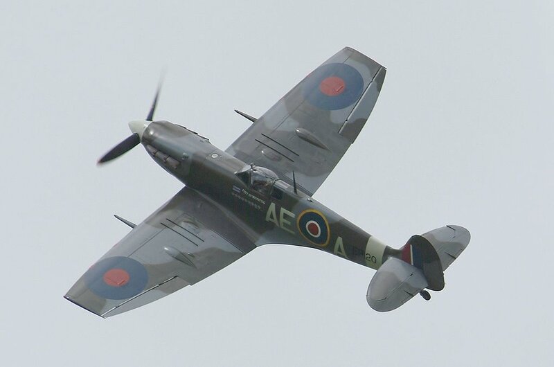 Spitfire Fighter Plane — Gray, Dynamic, Photograph