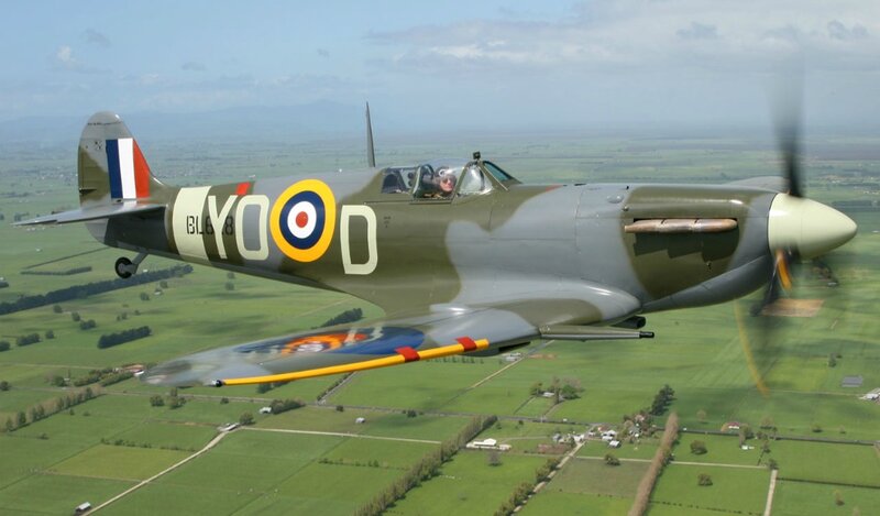 Spitfire Fighter Plane — Green, Calm, Afternoon, Photograph, Pilot
