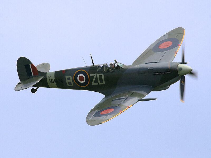 Spitfire Fighter Plane — Green, Calm, Afternoon, Photograph