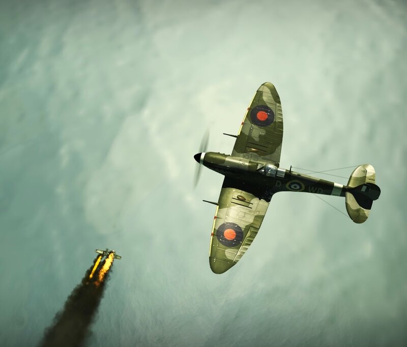 Spitfire Fighter Plane — Green, Dramatic, 3d Render