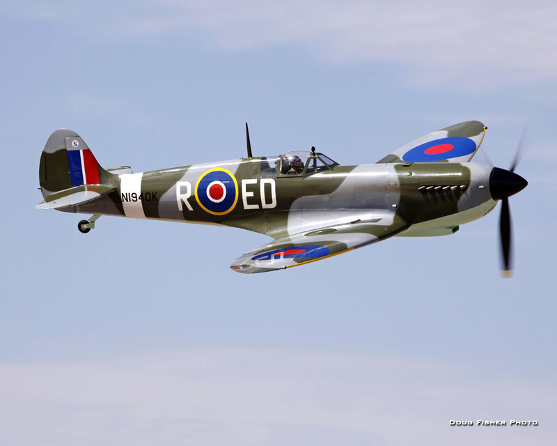 Spitfire Fighter Plane — Green, Dynamic, Afternoon, Photograph, Pilot, Propeller