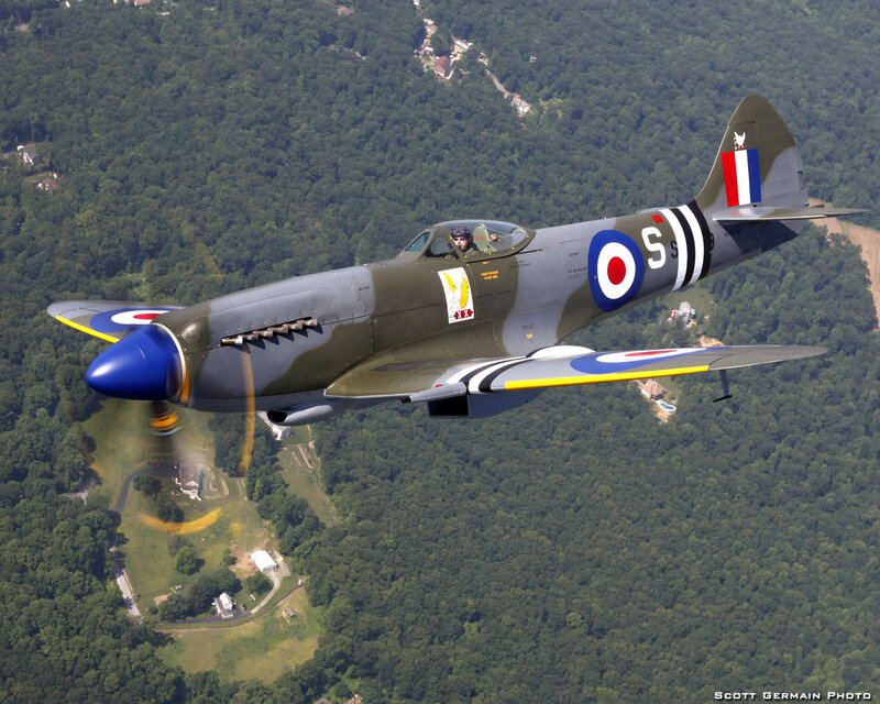 Spitfire Fighter Plane — Green, Dynamic, Afternoon