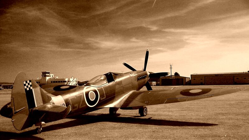 Spitfire Fighter Plane — Sepia