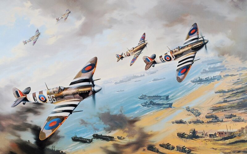 Spitfire Fighter Planes — Blue, Dramatic, Afternoon