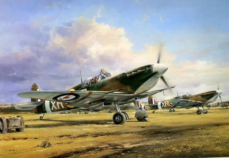 Spitfire Fighter Planes — Green, Dramatic, Afternoon