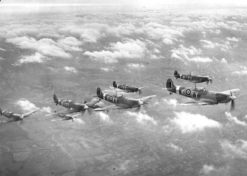 Spitfire fighters in formation