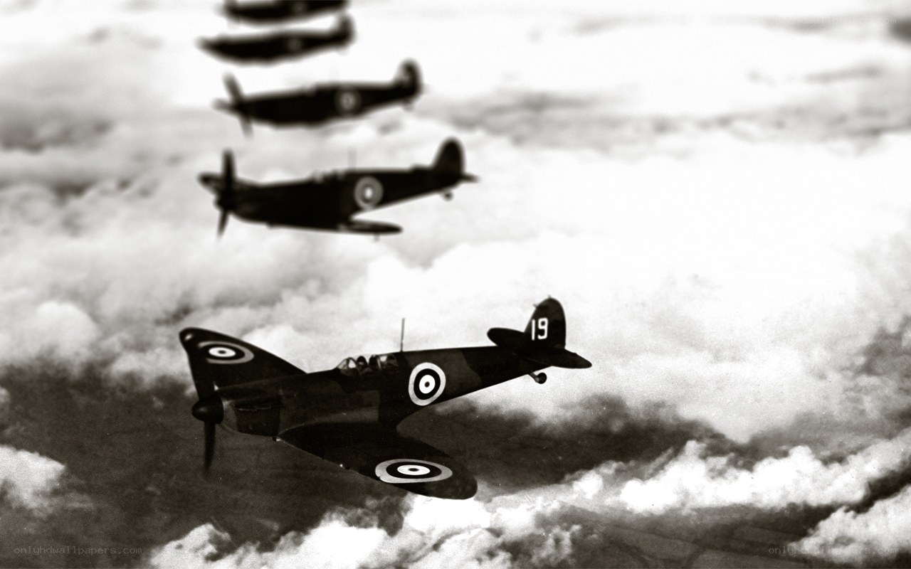Spitfire fighters in formation