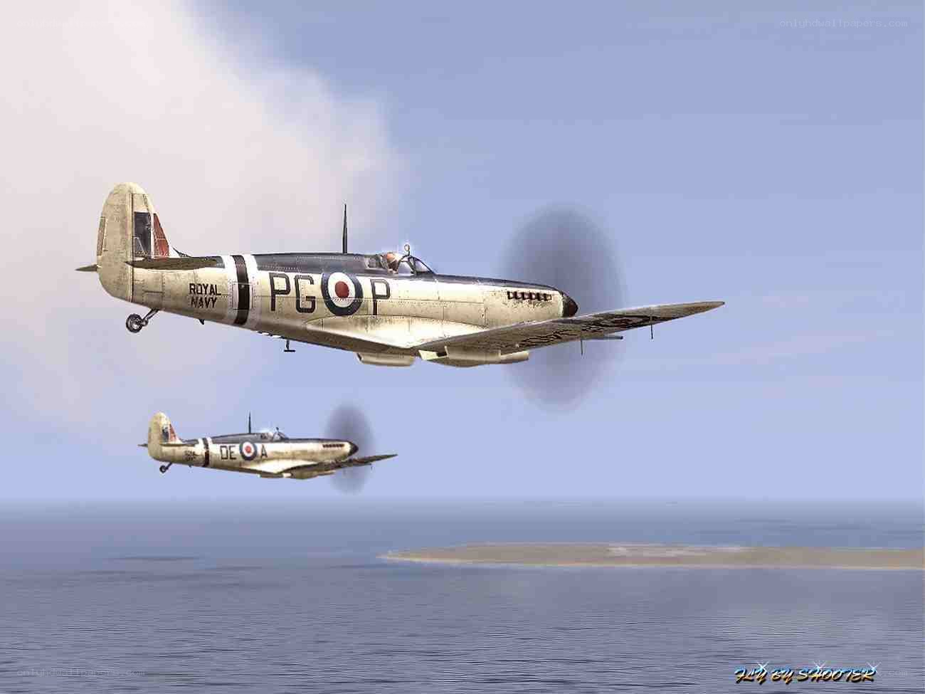 Spitfire fighters over the sea