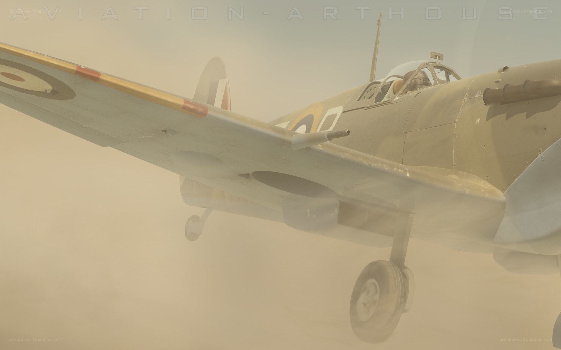Spitfire in dusty air