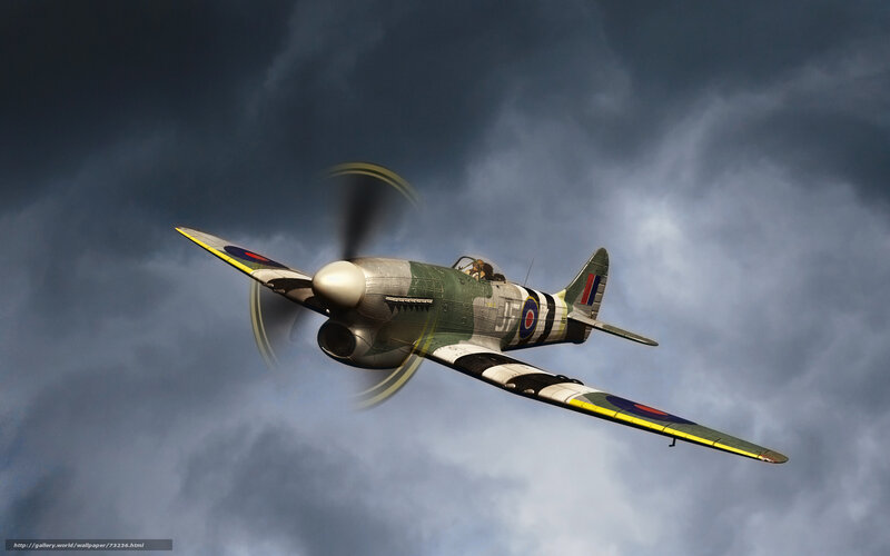 Spitfire in stormy sky