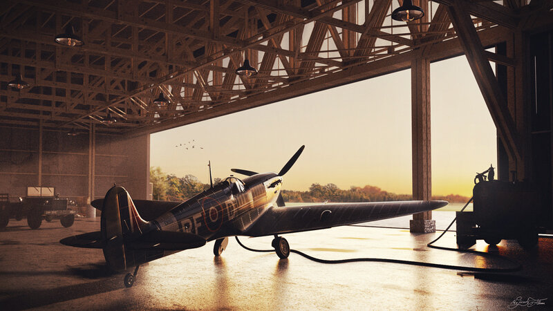 Spitfire Plane in Hangar