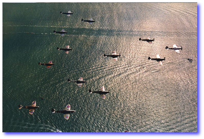 Spitfire planes over water