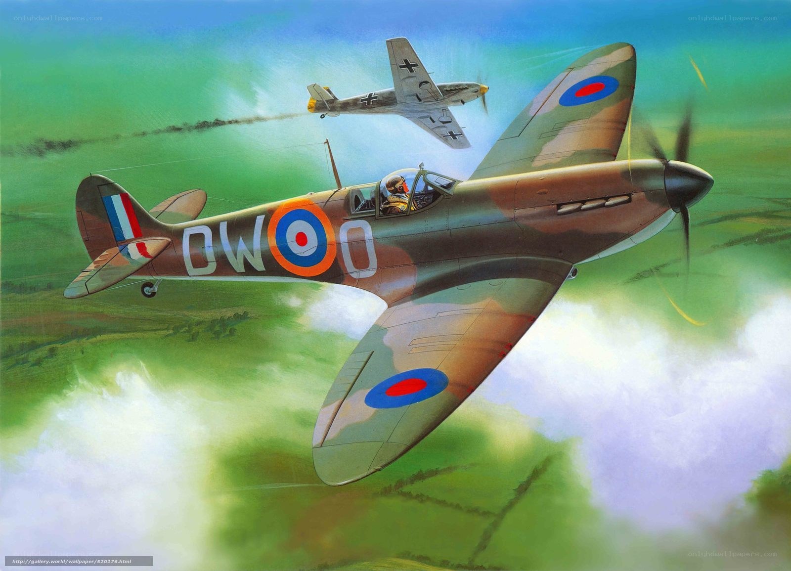 Spitfire vs Messerschmitt dogfight