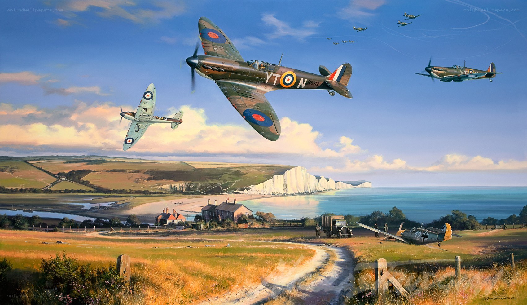 Spitfires over the English coast