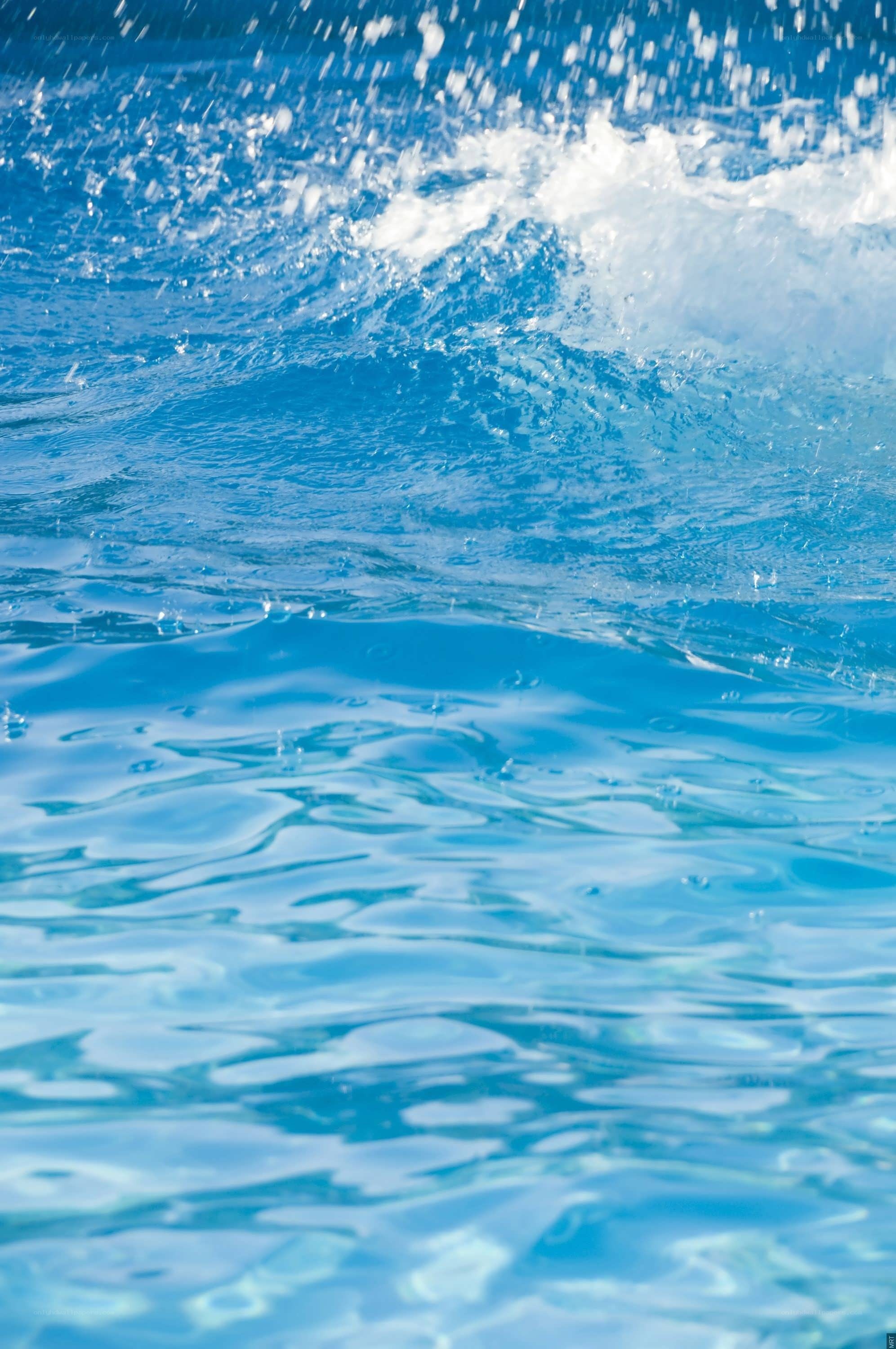 splashing blue water