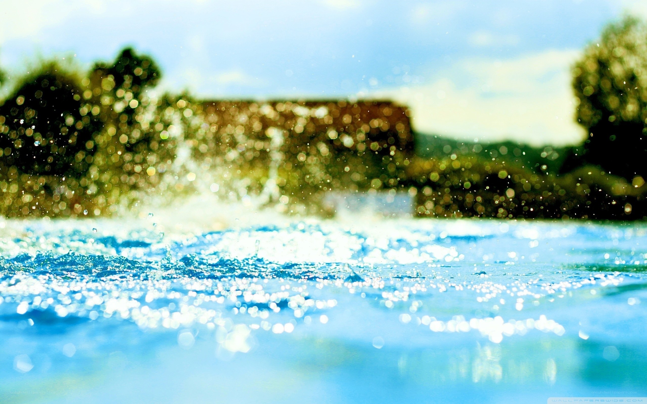 splashing water in sunlight
