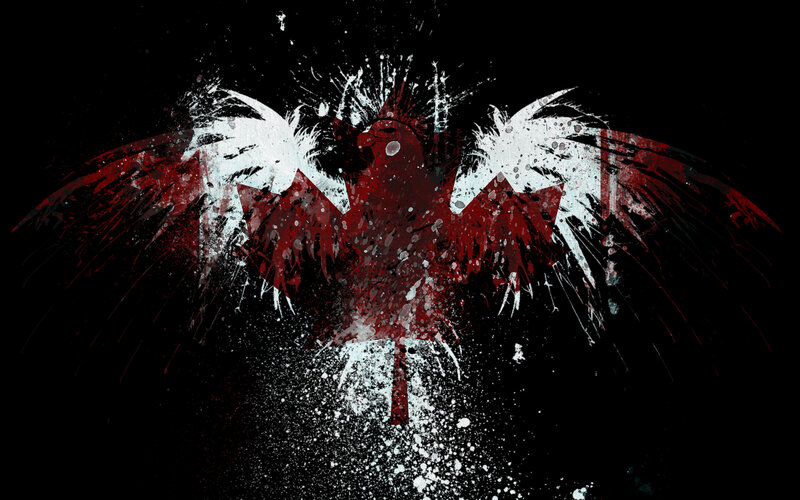 splattered maple leaf design