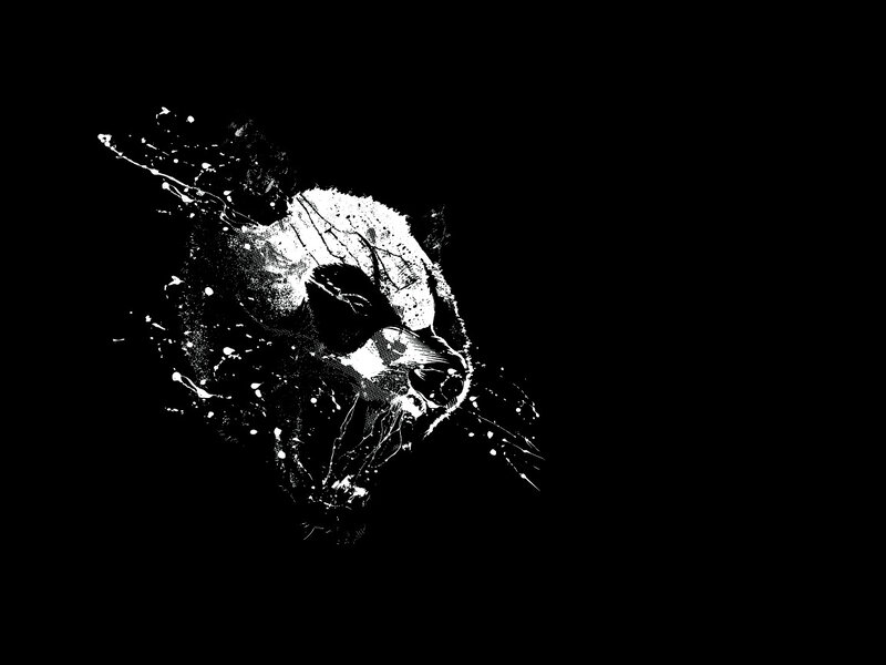 splattered panda skull art
