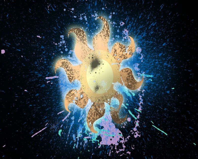 splattered sun explosion