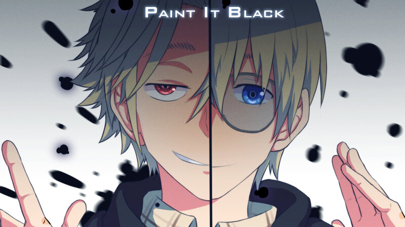 Split Anime Character Face — Black