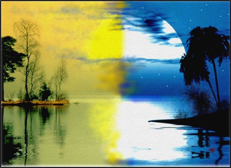 Split Day-night Landscape