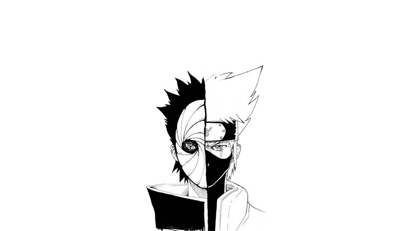 Split-face Anime Character — Black, Dramatic