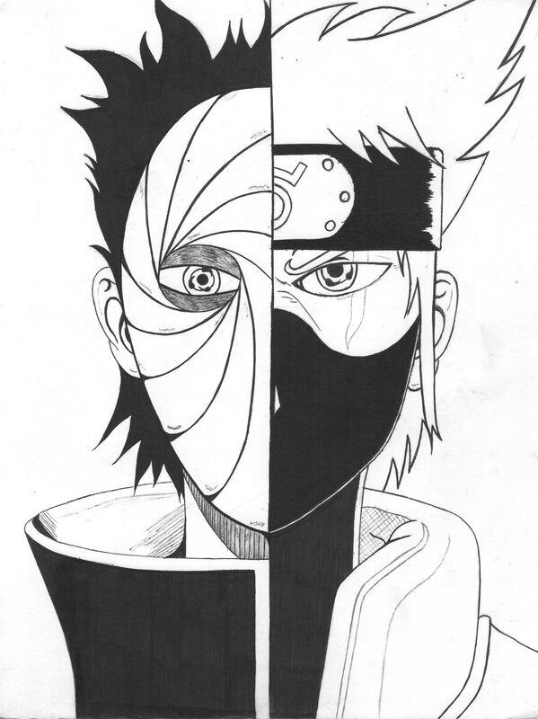Split-face Anime Character — Black