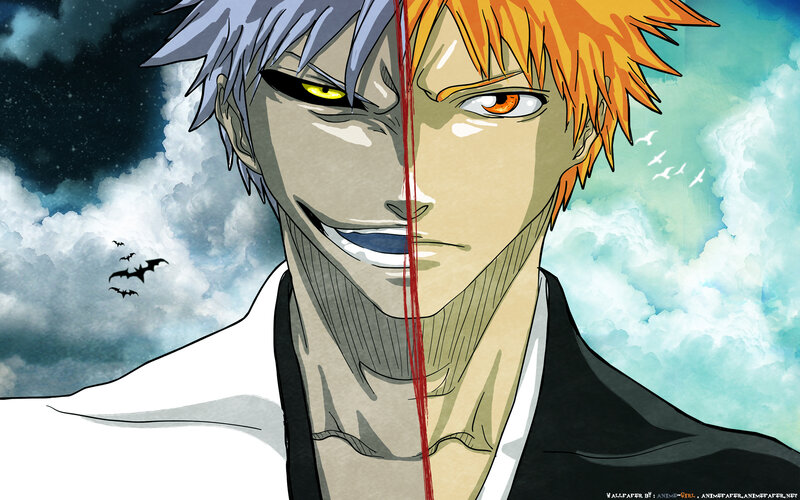 Split-face Anime Character — Blue, Dramatic