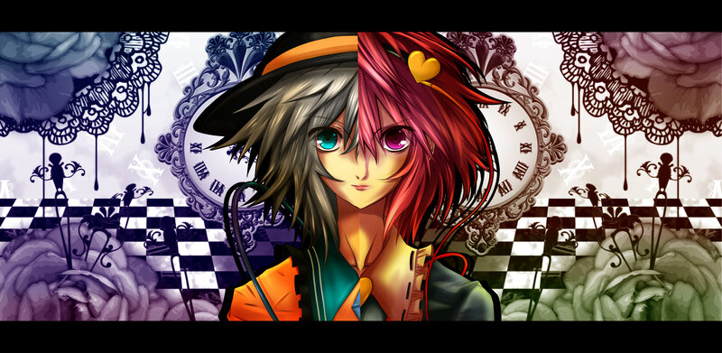 Split-face Anime Character — Red