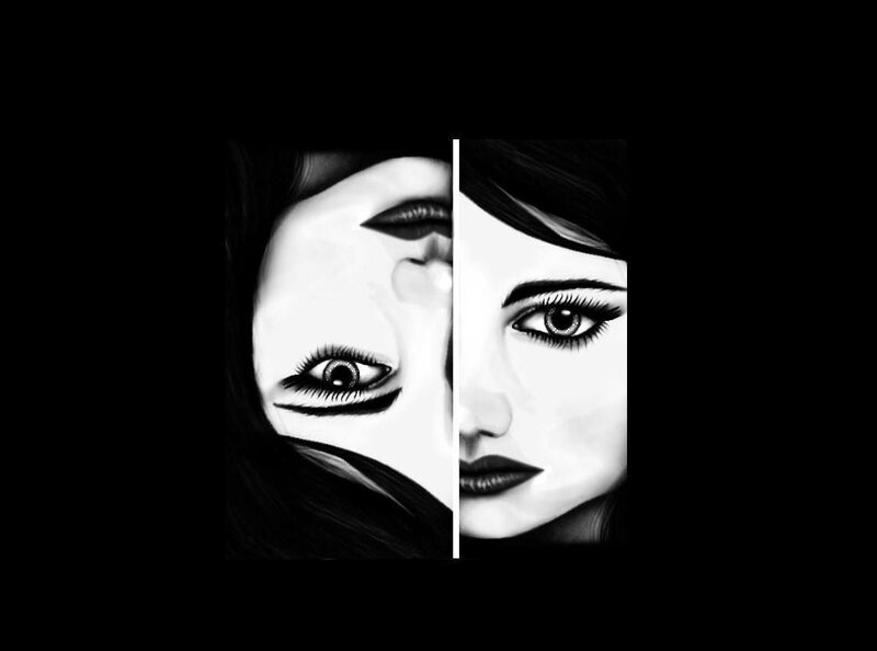 split face portrait art