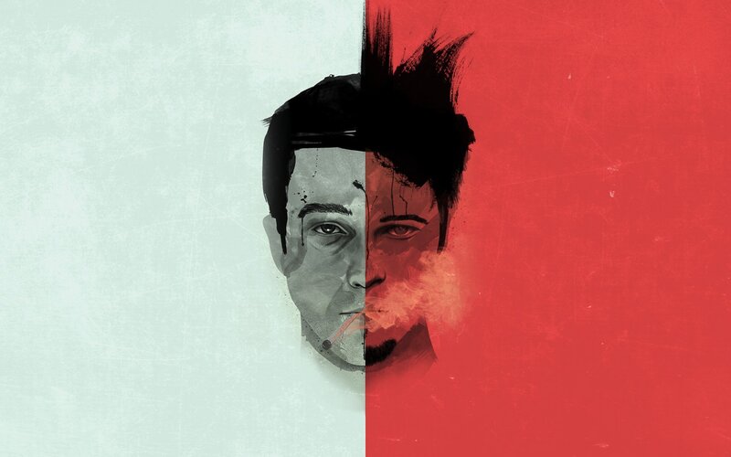 split face portrait art
