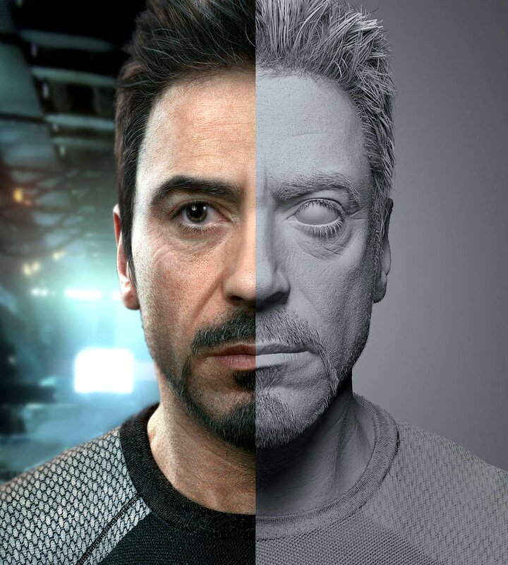 Split-face Portrait of Man