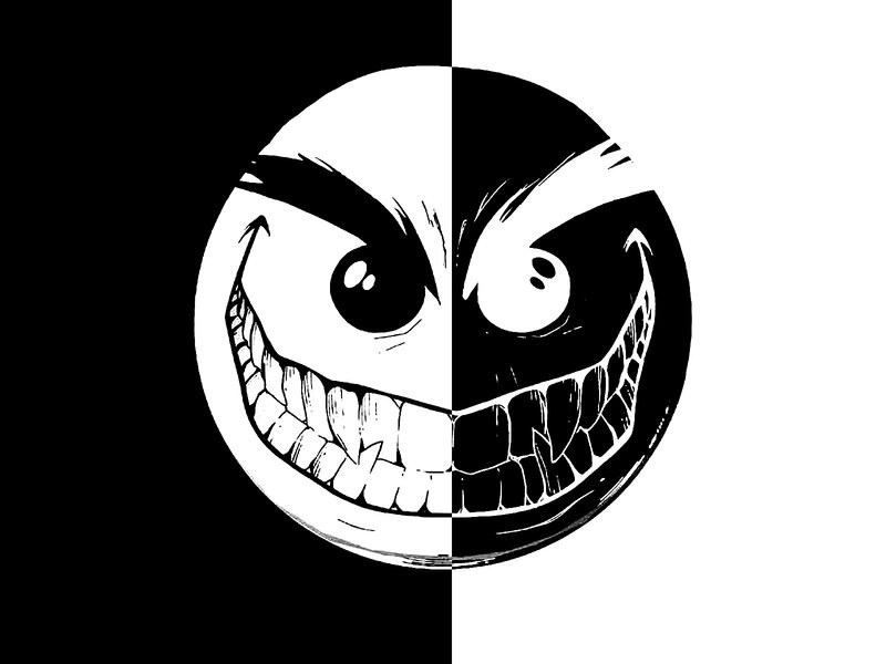 split face with sharp teeth