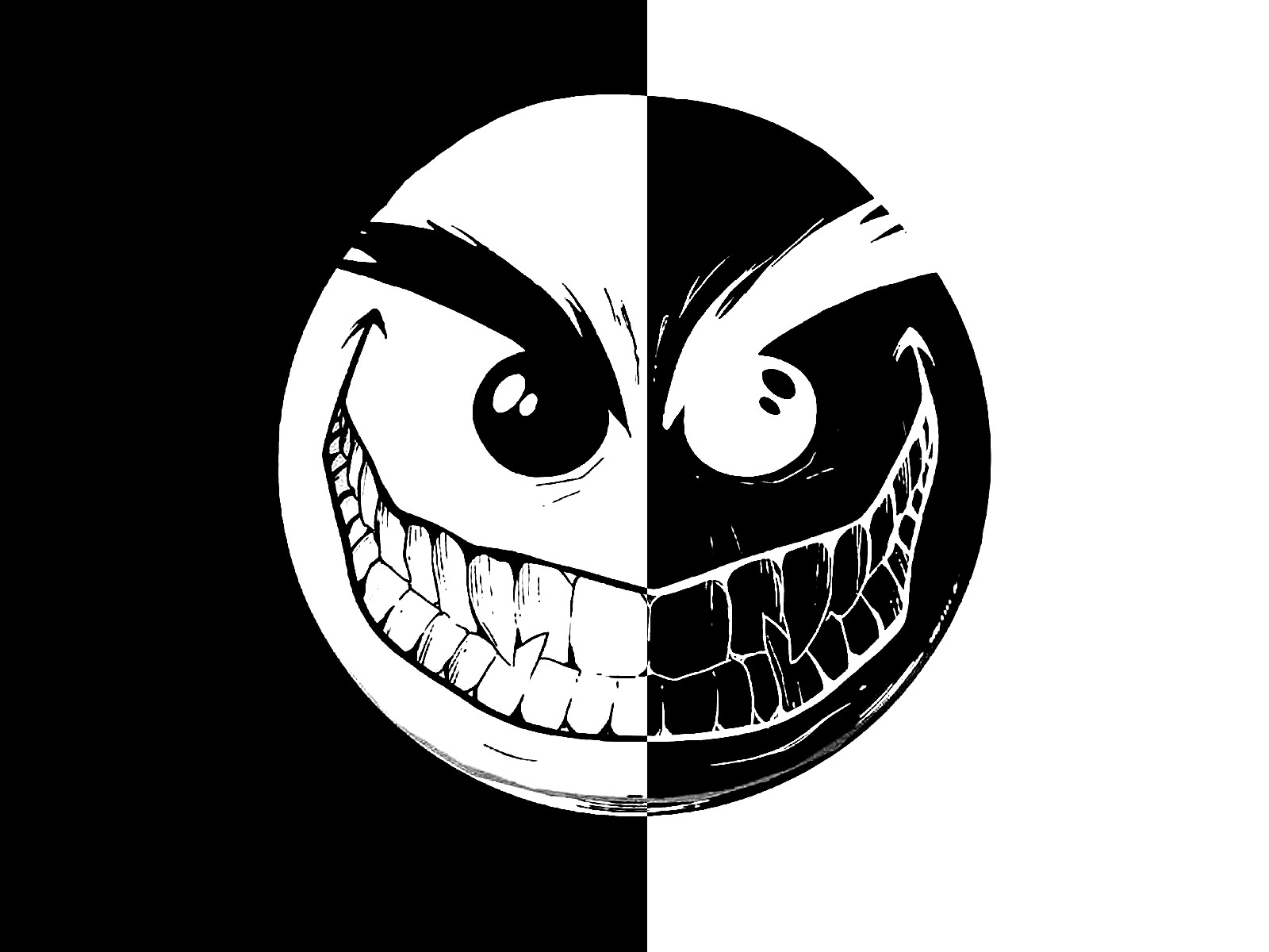 split face with sharp teeth