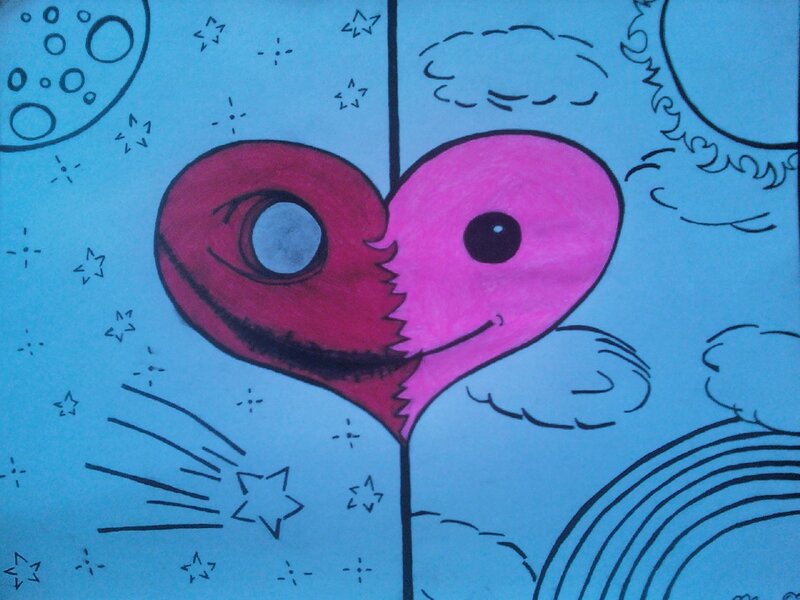 split heart drawing