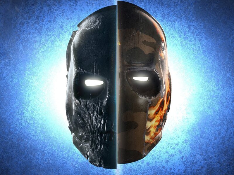 Split Mask with Glowing Eyes — Blue