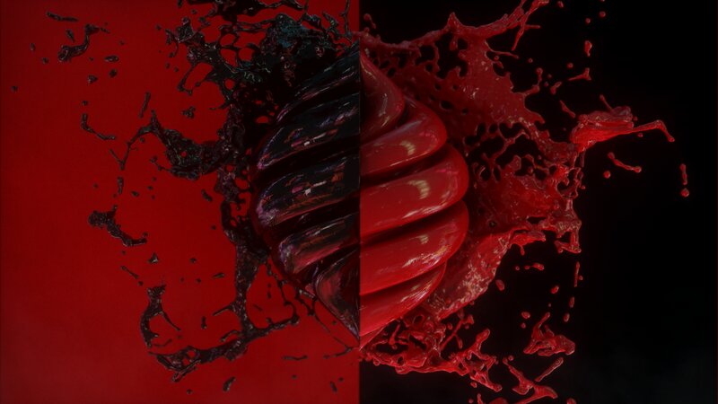 Split Red and Black Liquid