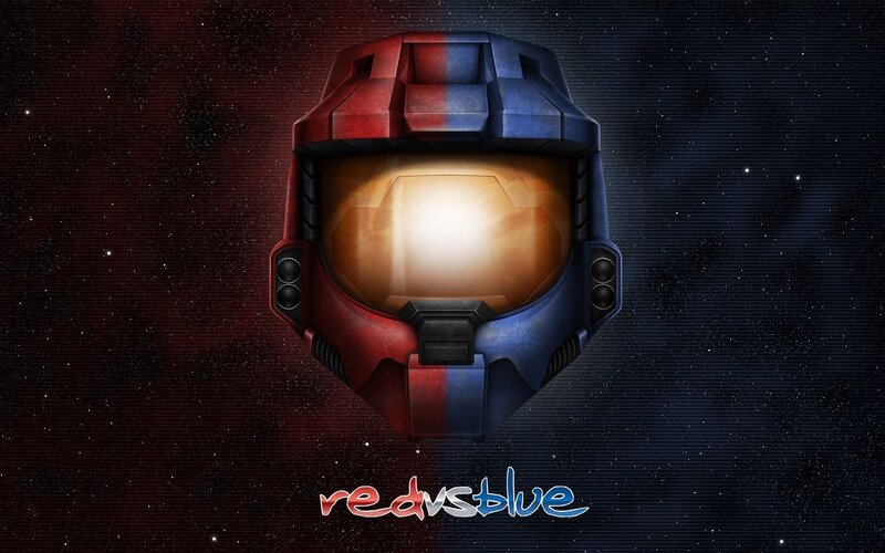Split Red and Blue Helmet