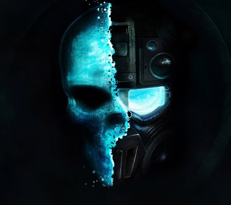 Split Skull Helmet — Blue, Dark, Dramatic, Night
