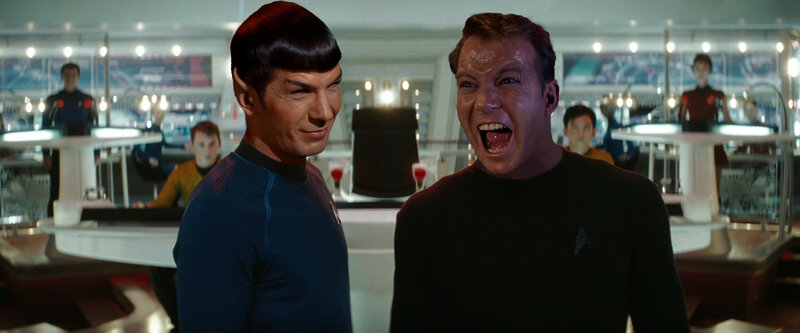Spock and Kirk in the mess hall