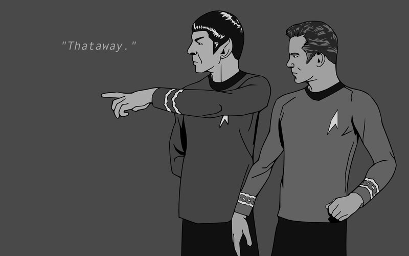 Spock and Kirk pointing