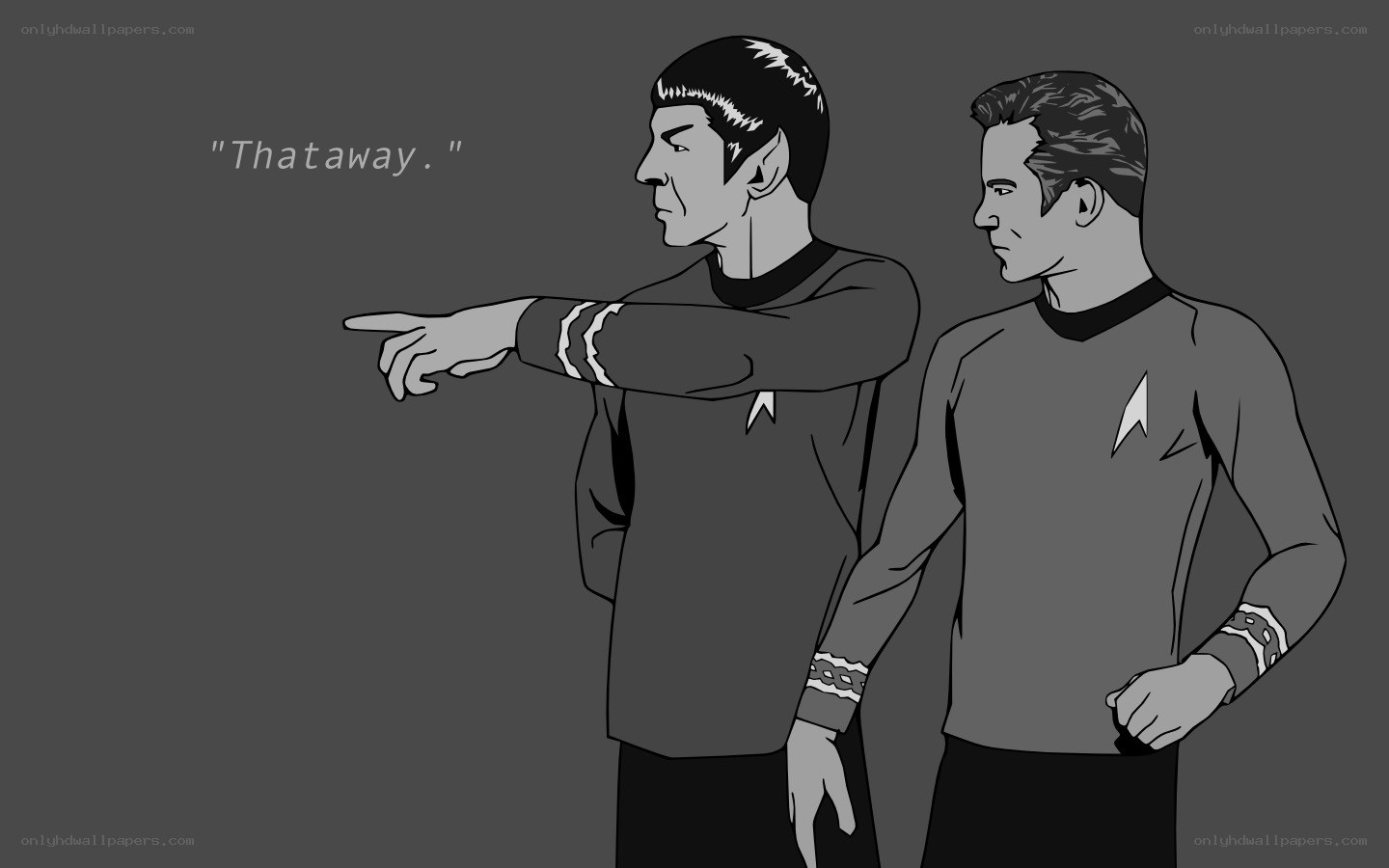 Spock and Kirk pointing