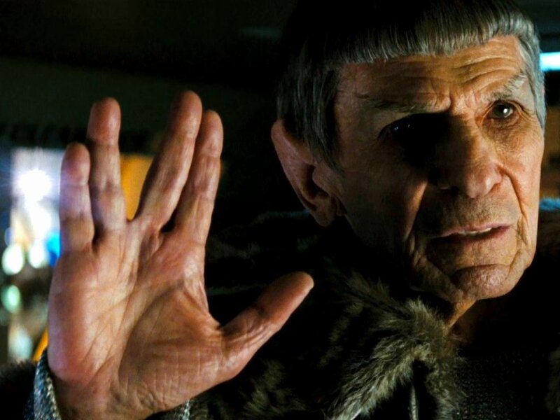 Spock making a Vulcan salute
