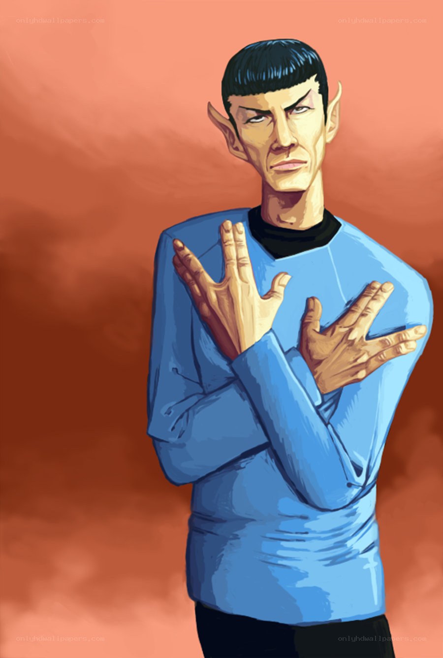 Spock making Vulcan salute