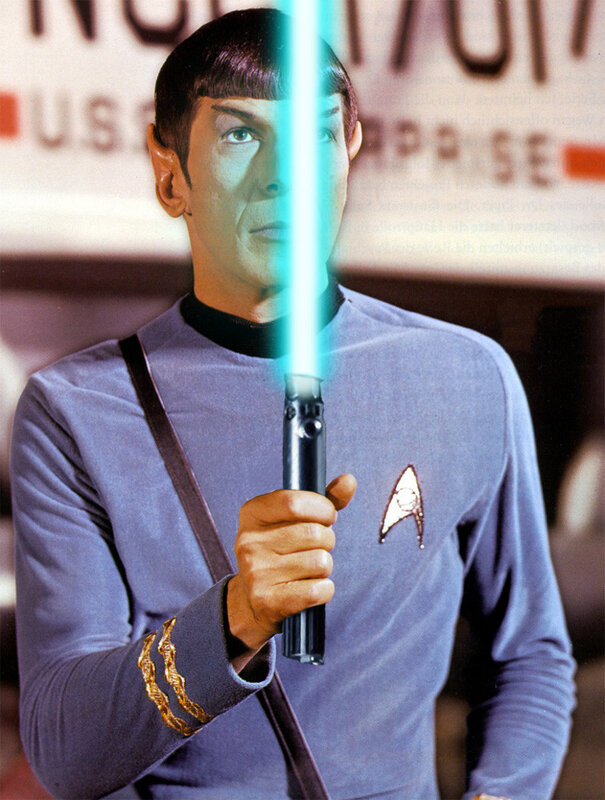 Spock with a lightsaber