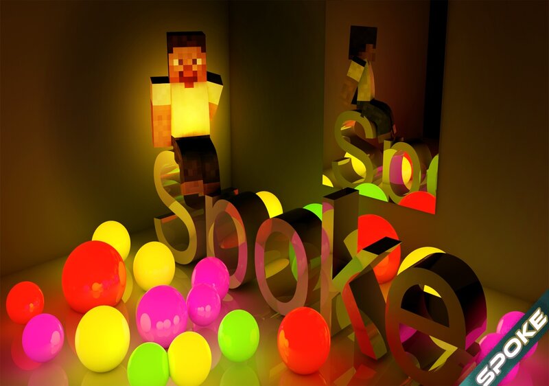 Spoke logo with Minecraft character