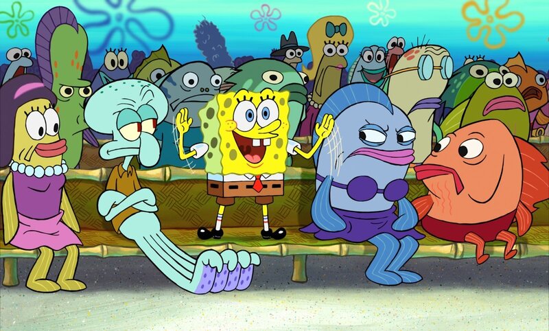 SpongeBob and friends at the theater