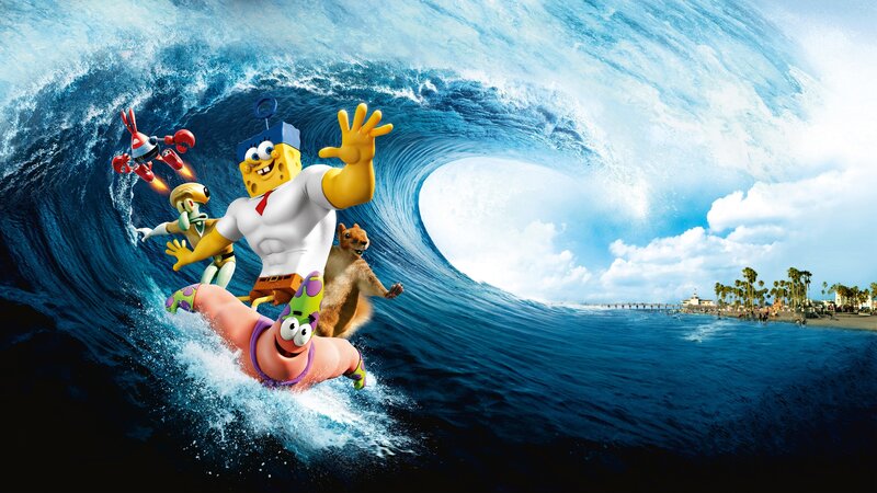 SpongeBob and friends surfing