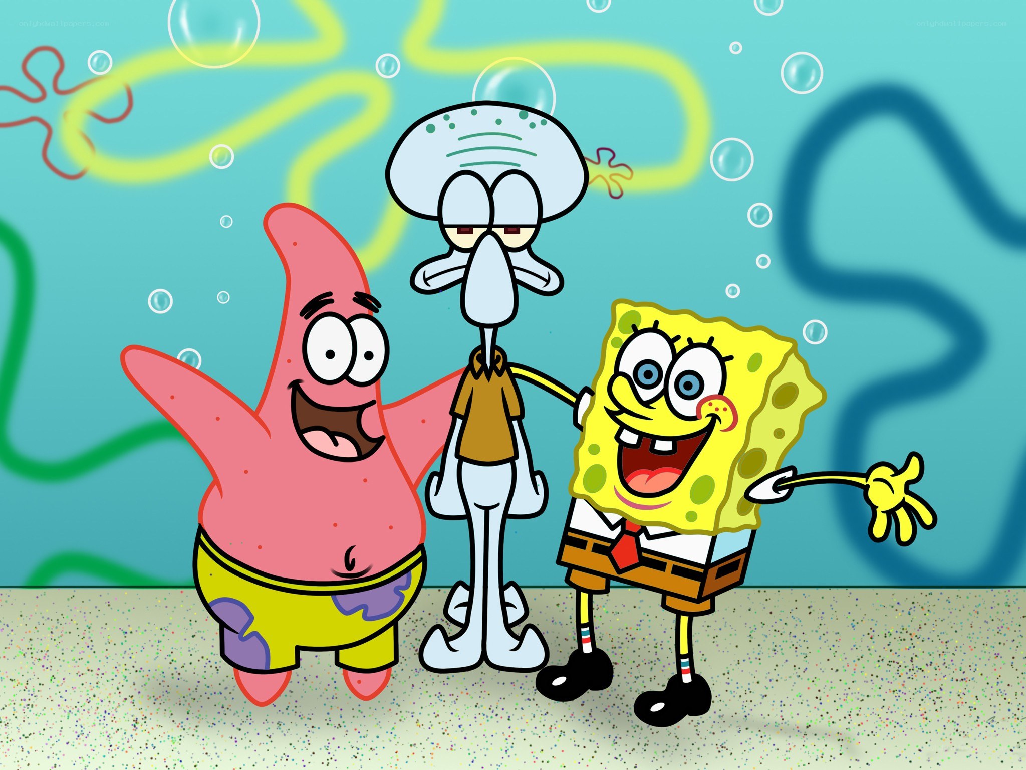 SpongeBob and friends underwater