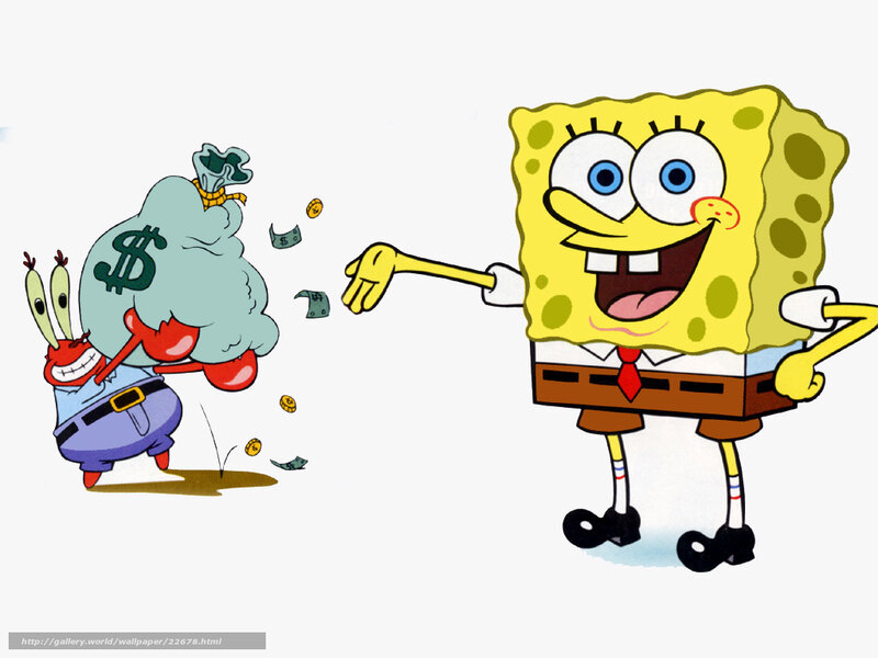 SpongeBob and Mr. Krabs with money